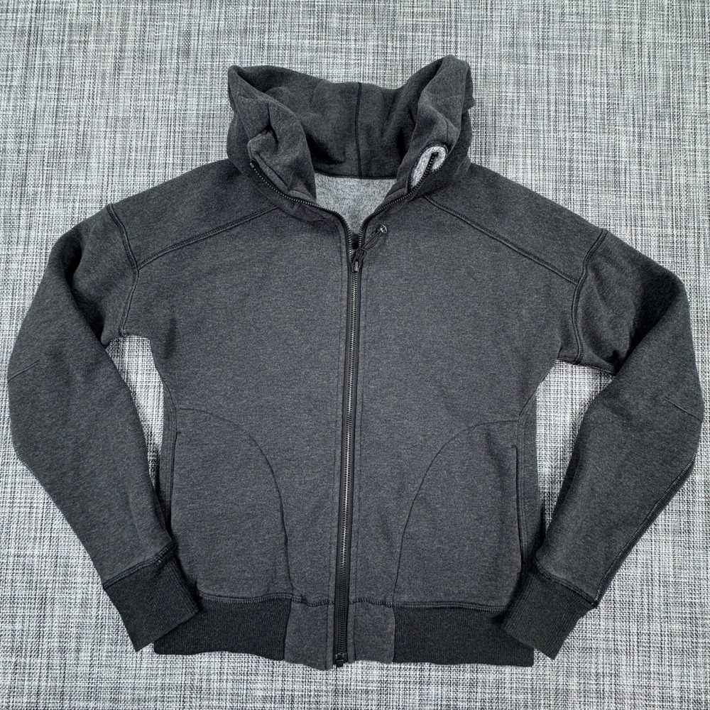 Lululemon Women's En Route Jacket Gray Back Zip Vent APPROX Size 4 Cotton Fleece